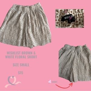 Wishlist Brown and Cream Floral Skort (size small)